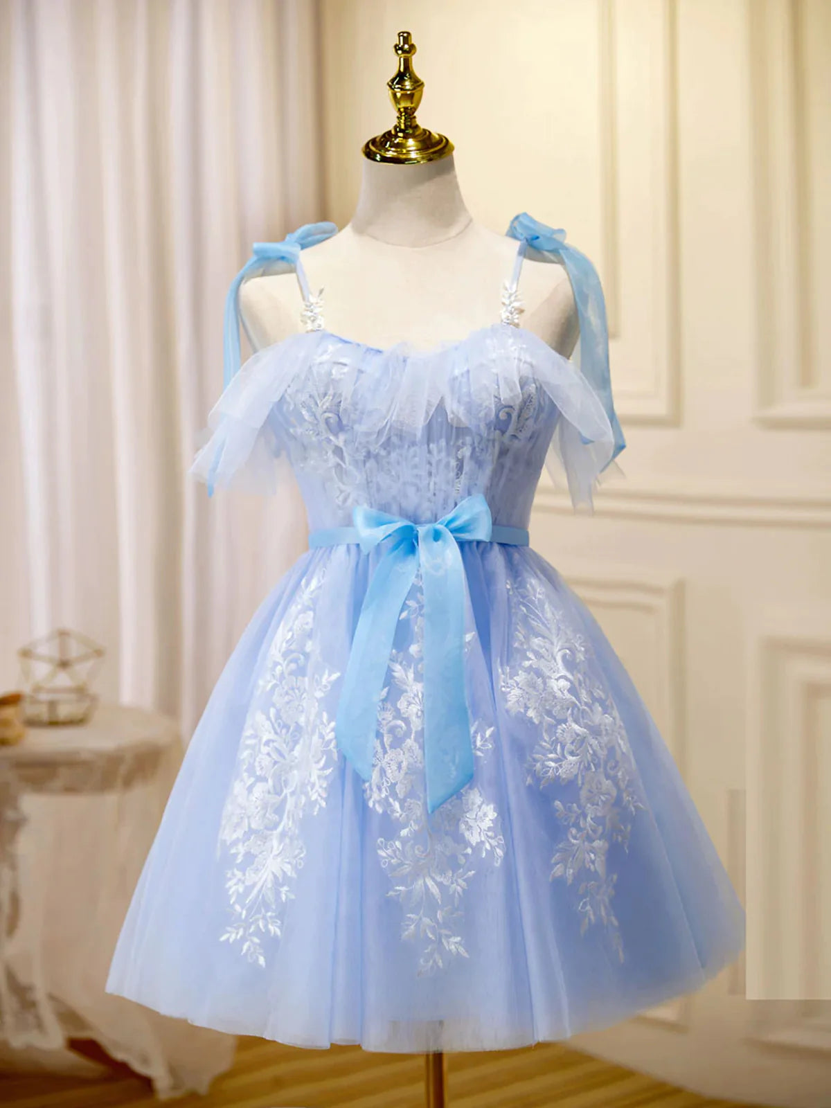 Short Blue Lace Prom Dresses, Short Blue Lace Formal Graduation Dresses Tunics New arrival Short Blue Lace Prom Dresses, Short Blue Lace Formal Graduation Dresses Tunics New arrival