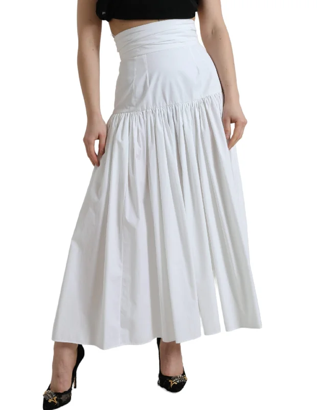 Dolce & Gabbana Elegant High Waist Cotton Maxi Skirt leather skirt modern