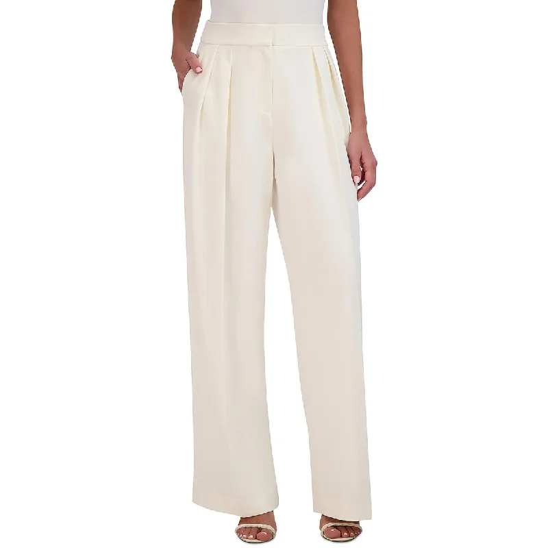 BCBGMAXAZRIA Womens Pleated Wide Leg Wide Leg Pants Cozy Jogger Leggings