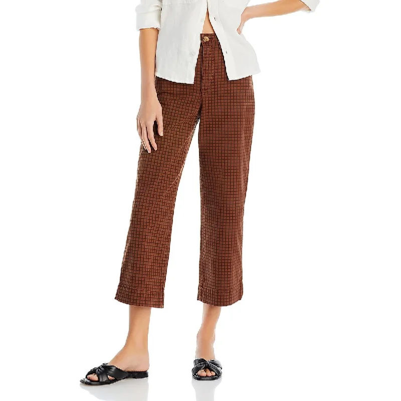 Marine Layer Womens High Rise Cropped Wide Leg Pants Chic Faux Leather Pants