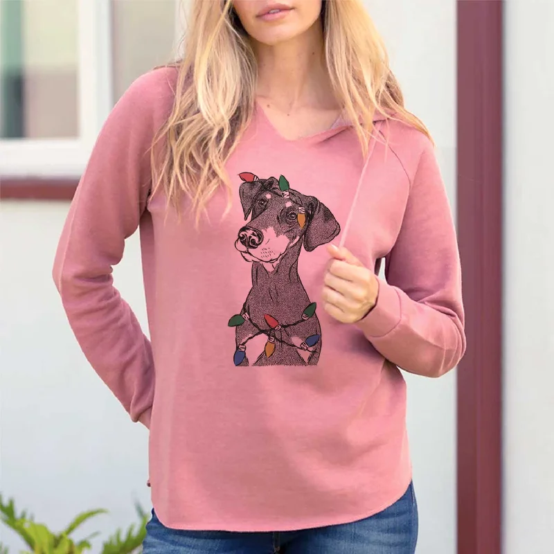 Christmas Lights Iroh the Doberman Pinscher - Cali Wave Hooded Sweatshirt Oversized Hoodie Comfort Casual Christmas Lights Iroh the Doberman Pinscher - Cali Wave Hooded Sweatshirt Oversized Hoodie Comfort Casual