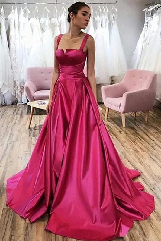 Simple A Line Satin Prom Dress Long Party Dress Tunics Practical durable