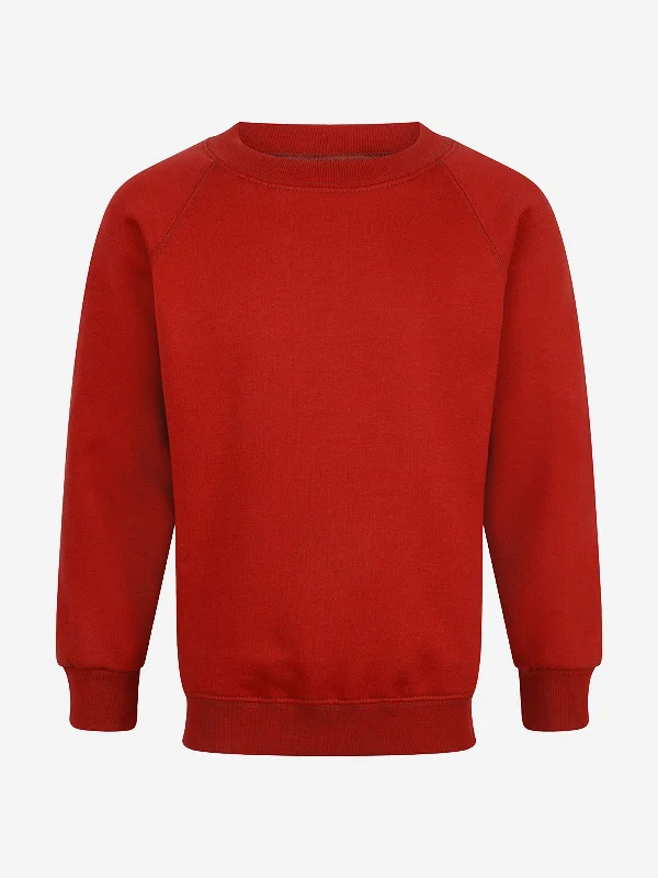 Zeco Kids School Crew Neck Sweatshirt in Red Hoodie with Hem Applique Textured Unique Zeco Kids School Crew Neck Sweatshirt in Red Hoodie with Hem Applique Textured Unique