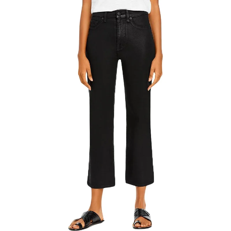 7 For All Mankind Womens Faux Leather Ankle High-Waist Pants Soft Cotton Pants