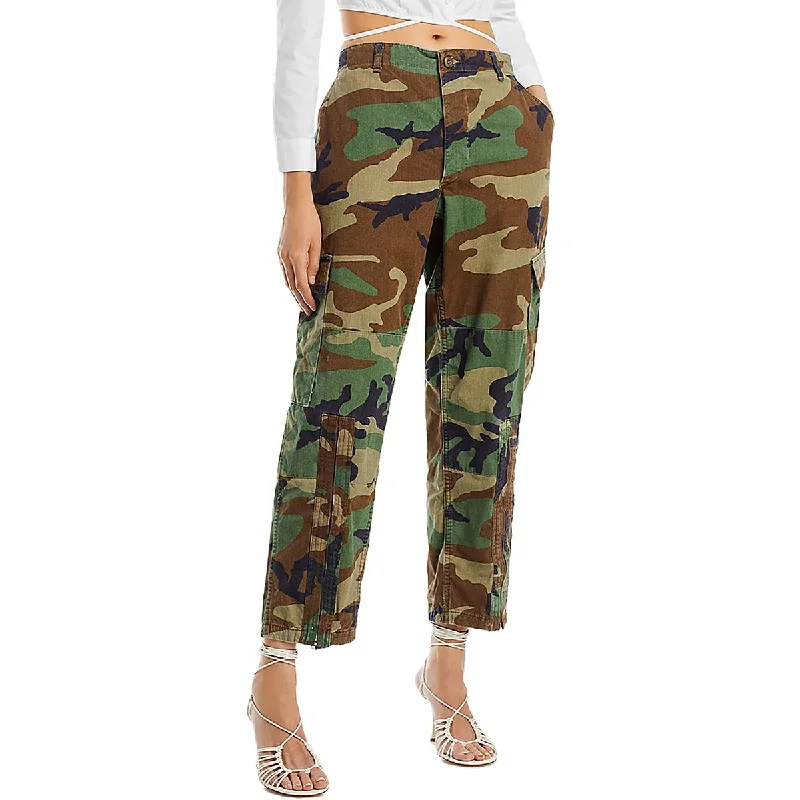 RE/DONE Womens Upcycle Camouflage Straight Leg Cargo Pants Cozy Jogger Leggings