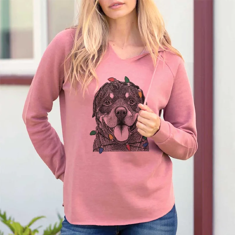 Christmas Lights Hagan the Rottweiler - Cali Wave Hooded Sweatshirt Hoodie with Lining Warm Insulated Christmas Lights Hagan the Rottweiler - Cali Wave Hooded Sweatshirt Hoodie with Lining Warm Insulated