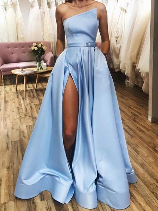 Light Blue Satin Long Prom Dresses, Light Blue Long Satin Long Formal Graduation Dresses Tunics Fashionable chic Light Blue Satin Long Prom Dresses, Light Blue Long Satin Long Formal Graduation Dresses Tunics Fashionable chic