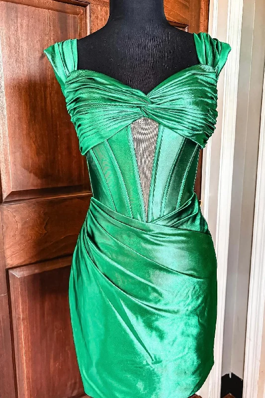 Green Knotted Off the Shoulder Tight Party Dress Lace Sexy Club