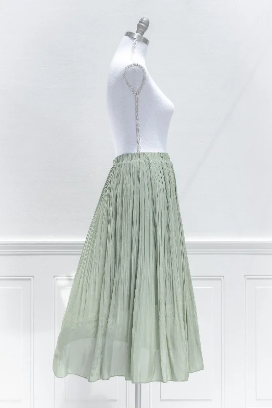 Isabella Chiffon Midi Skirt - Sage Green chiffon skirt delicate