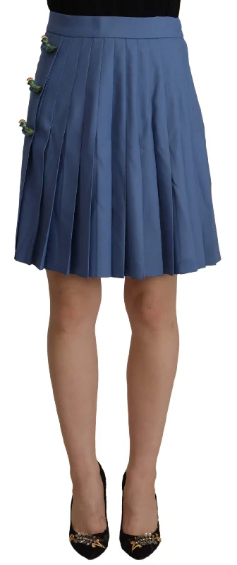 Dolce & Gabbana Elegant Pleated A-Line Mini Skirt with Bird Appliques cashmere skirt soft