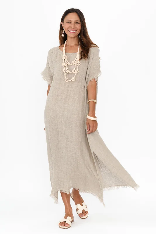 Galene Natural Linen Dress Tunics Spring floral