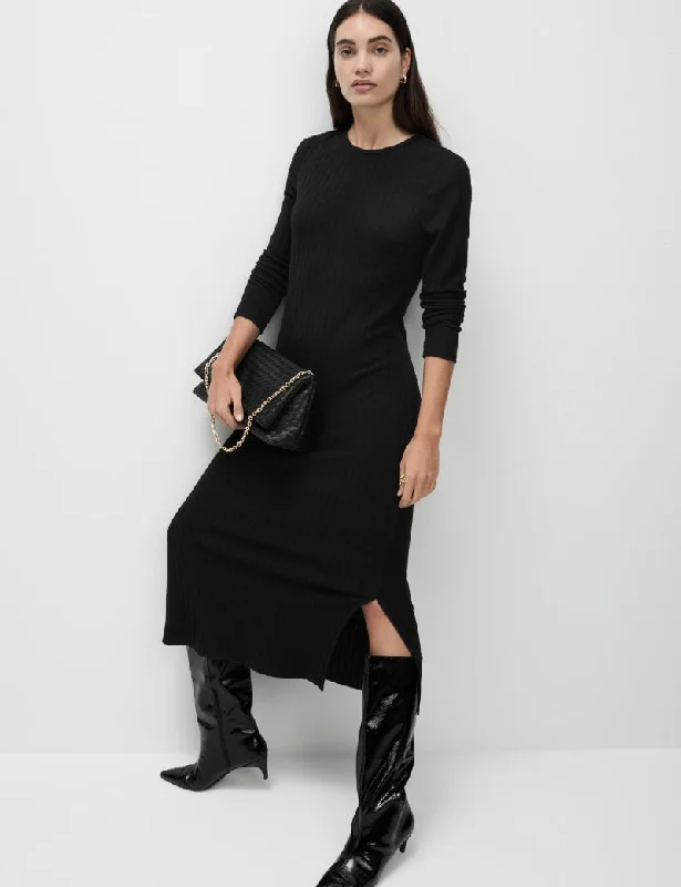 Jersey Sparkly Ribbed Midi Column Dress Tunics Luxurious premium