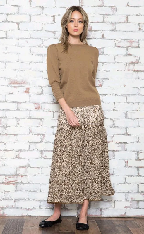 Ivee Tiger Leaf Print Skirt cashmere skirt rich