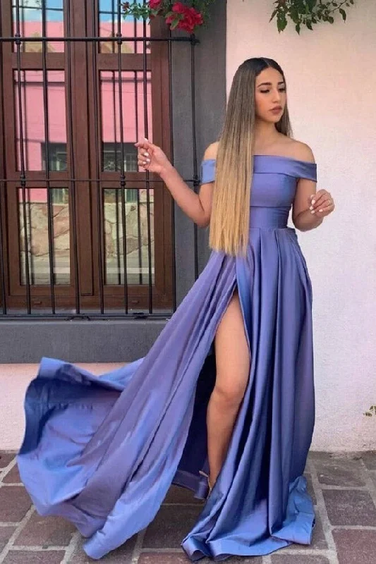 Simple Purple Satin Prom Dress Off The Shoulder Party Dress Tunics Recommended stylist Simple Purple Satin Prom Dress Off The Shoulder Party Dress Tunics Recommended stylist