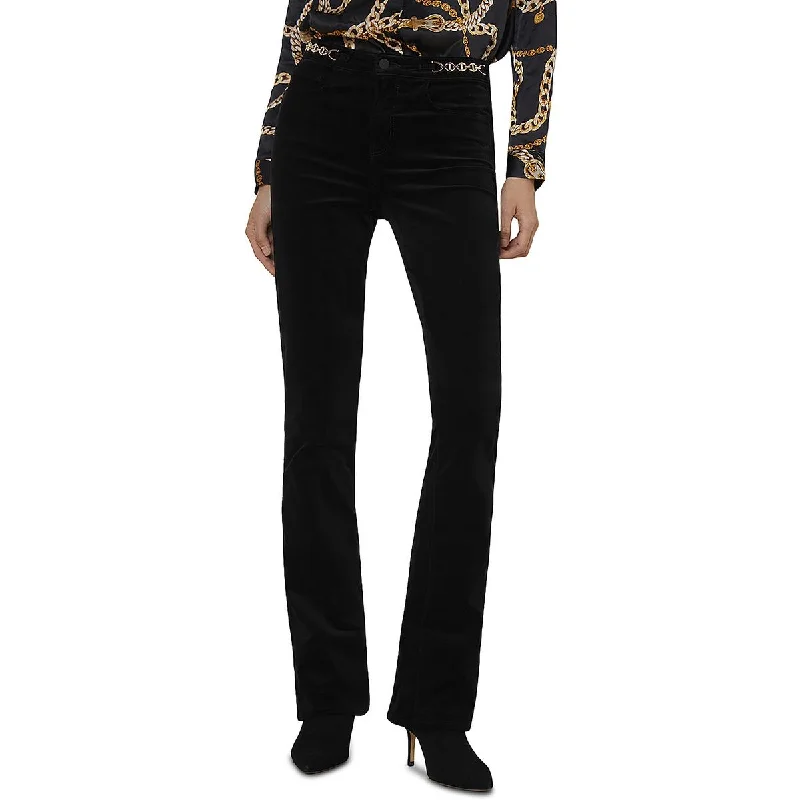 L'Agence Womens Stevie Velvet High-Rise Straight Leg Pants Cozy Fitted Pants