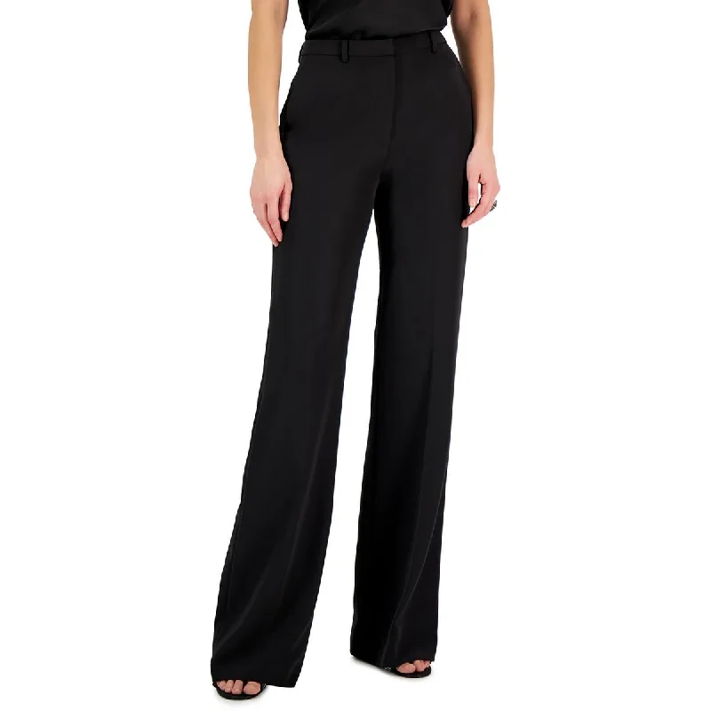 Donna Karan Womens Solid  Flared Pants Soft Sweatpants Style