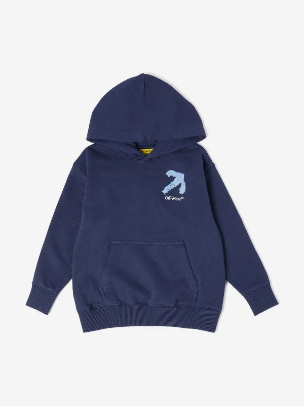 Off-White Kids Arrow Acrylic Hoodie in Blue Hoodie with Fur Luxurious Winter