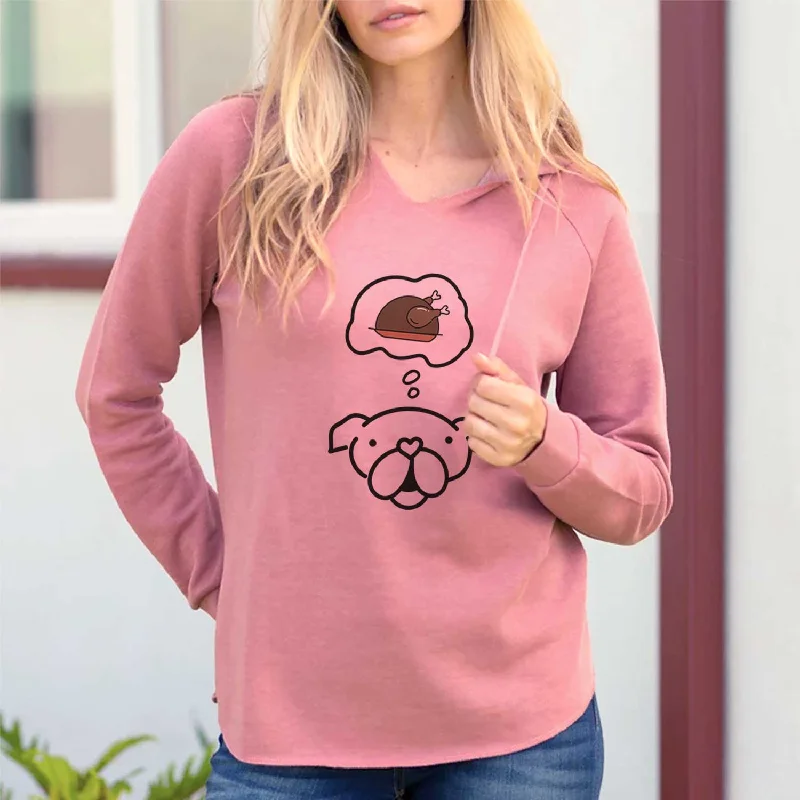 Turkey Thoughts English Bulldog - Cali Wave Hooded Sweatshirt Hoodie with Earth Tones Natural Calm Turkey Thoughts English Bulldog - Cali Wave Hooded Sweatshirt Hoodie with Earth Tones Natural Calm