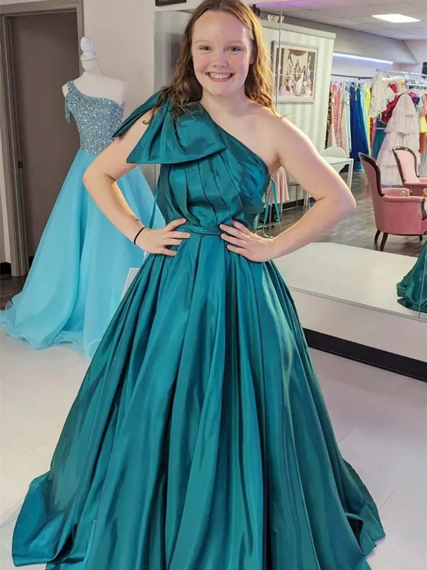 One Shoulder Blue Teal Long Prom Dresses, One Shoulder Teal Long Formal Evening Dresses Tunics Practical easy-care One Shoulder Blue Teal Long Prom Dresses, One Shoulder Teal Long Formal Evening Dresses Tunics Practical easy-care