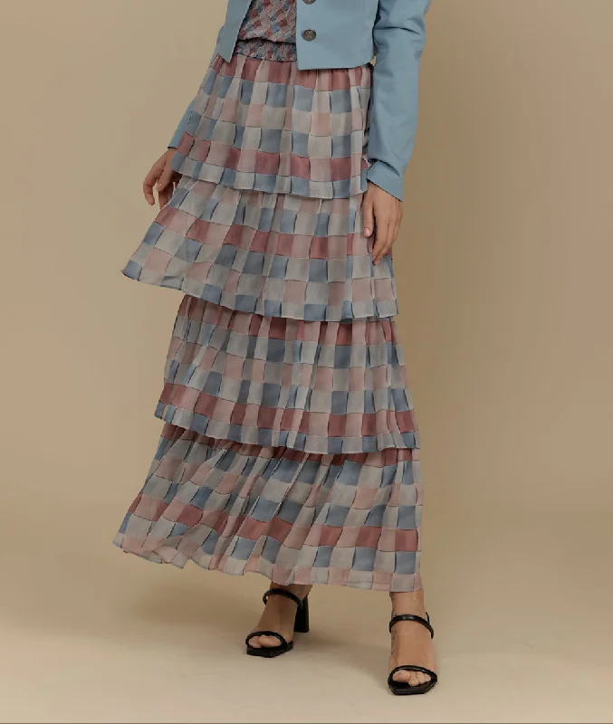 Noe Layered Plaid Skirt linen skirt natural