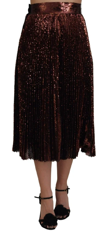 Dolce & Gabbana Elegant High Waist A-Line Midi Skirt velvet skirt plush