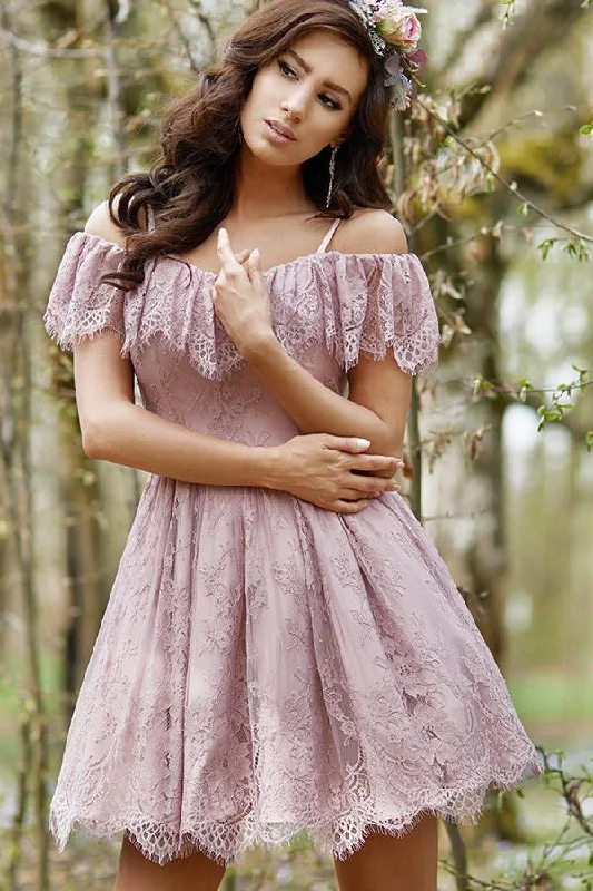 A-Line Cold Shoulder Purple Lace Homecoming Party Dress with Ruffles Prom Dresses H1340 Tunics Trousers formal A-Line Cold Shoulder Purple Lace Homecoming Party Dress with Ruffles Prom Dresses H1340 Tunics Trousers formal