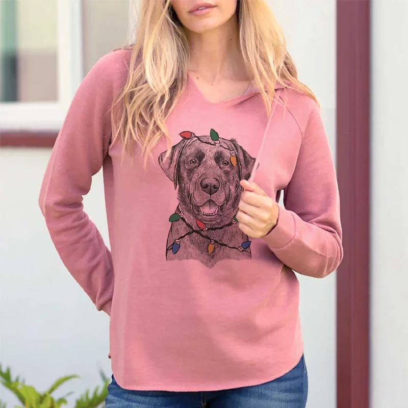 Christmas Lights Heath the Black Lab - Cali Wave Hooded Sweatshirt Hoodie with Thumb Holes Functional Cozy Christmas Lights Heath the Black Lab - Cali Wave Hooded Sweatshirt Hoodie with Thumb Holes Functional Cozy