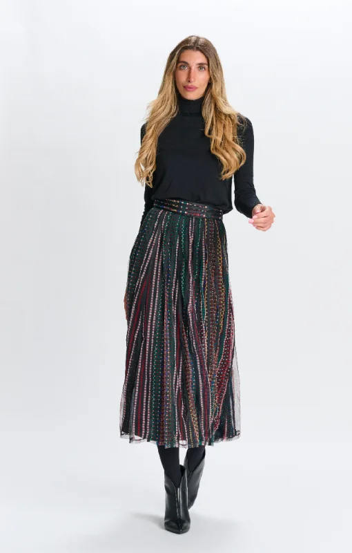 Paper Parachute Mesh Ribbon Skirt linen skirt natural