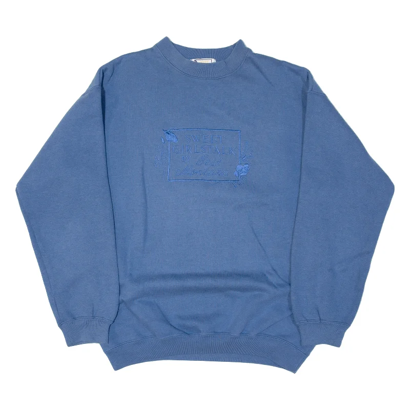 BEST MONTANA SWEET GIRLS TALK Womens Sweatshirt Blue ONE SIZE Hoodie with Embroidery Detailed Premium BEST MONTANA SWEET GIRLS TALK Womens Sweatshirt Blue ONE SIZE Hoodie with Embroidery Detailed Premium