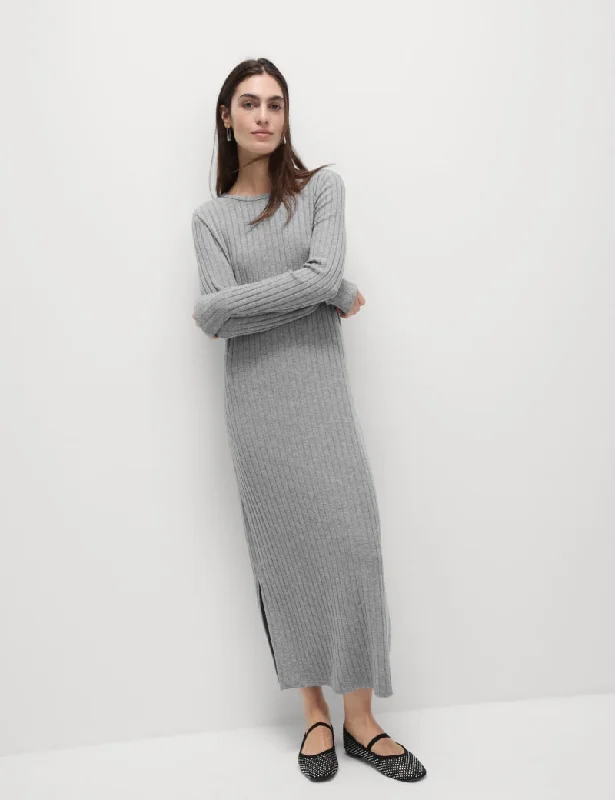 Jersey Sparkly Ribbed Midi Column Dress Tunics Chic elegant