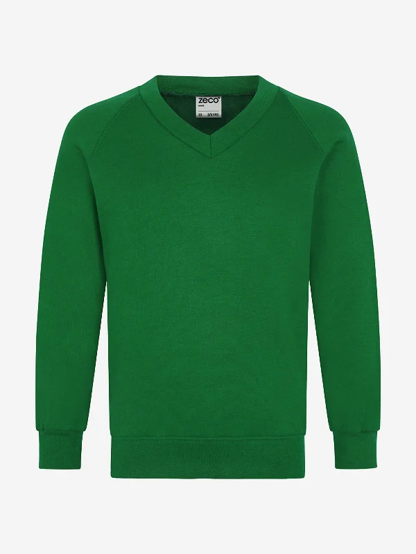 Zeco Kids School V-Neck Sweatshirt in Green Hoodie with High-Low Hem Asymmetrical Trendy Zeco Kids School V-Neck Sweatshirt in Green Hoodie with High-Low Hem Asymmetrical Trendy