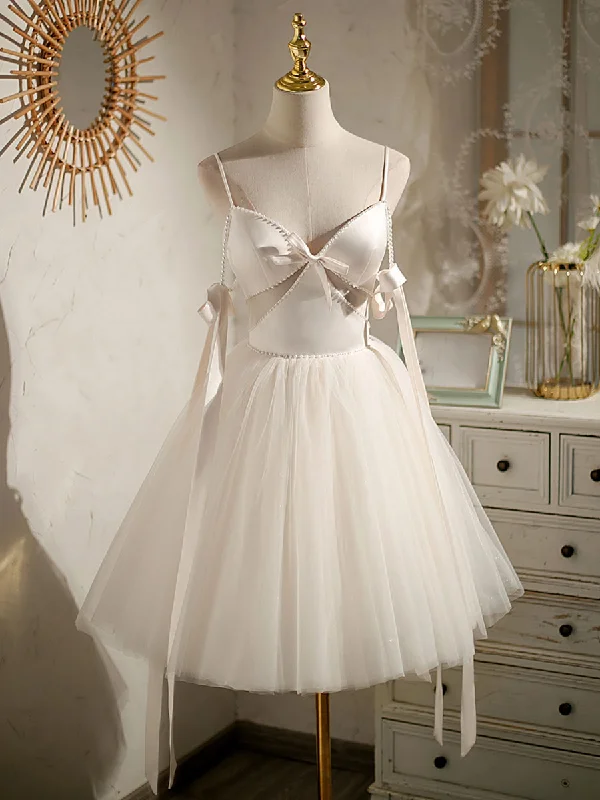Light Champagne V neck Tulle Short Prom Dress, Tulle Puffy Homecoming Dress Tunics Occasion special Light Champagne V neck Tulle Short Prom Dress, Tulle Puffy Homecoming Dress Tunics Occasion special