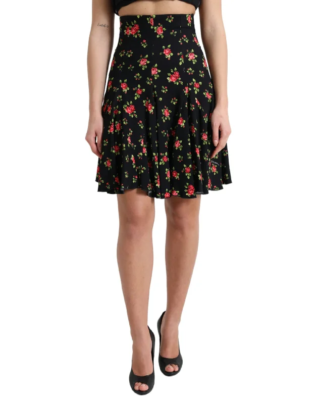 Dolce & Gabbana Floral A-Line Mini Skirt with High Waist wool skirt warm