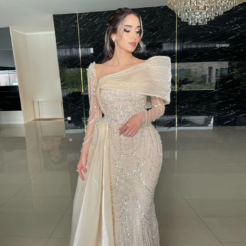 Luxury Nude Crystal Evening Dress with Overskirt SS256 Tunics Review highly