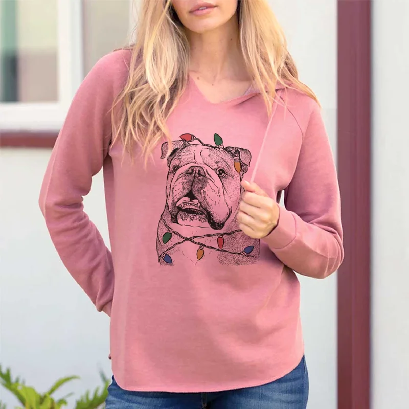 Christmas Lights Piggy the English Bulldog - Cali Wave Hooded Sweatshirt Hoodie with Double Zipper Versatile Adjustable Christmas Lights Piggy the English Bulldog - Cali Wave Hooded Sweatshirt Hoodie with Double Zipper Versatile Adjustable