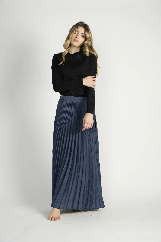Mauve Pleated Maxi Skirt corduroy skirt cozy