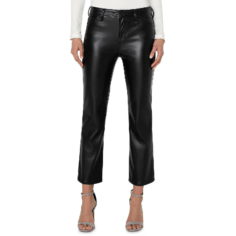 Liverpool Womens Hannah Faux Leather High Rise Flared Pants Elegant High-Waist Pants Liverpool Womens Hannah Faux Leather High Rise Flared Pants Elegant High-Waist Pants