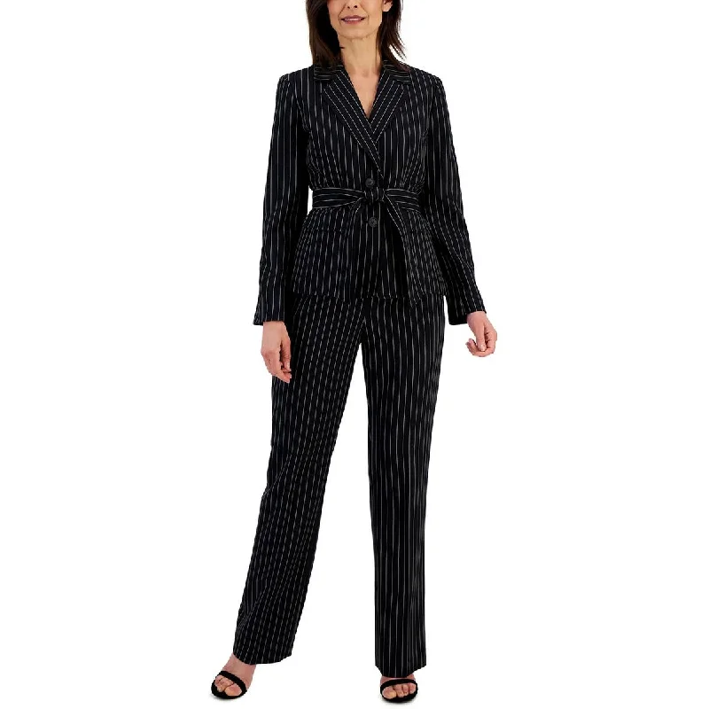 Le Suit Womens Petites Woven Pinstripe Dress Pants Casual Plaid Pants