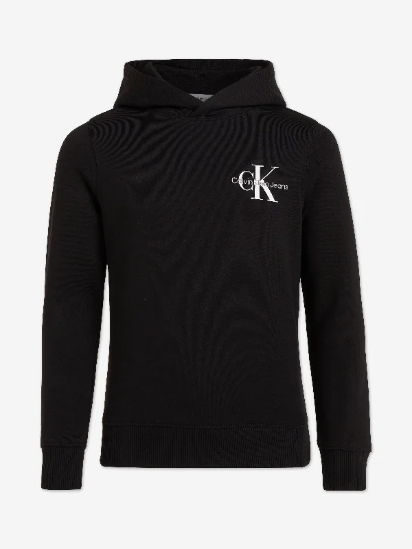 Calvin Klein Kids Small Monogram Hoodie in Black Hoodie with Earth Tones Natural Calm Calvin Klein Kids Small Monogram Hoodie in Black Hoodie with Earth Tones Natural Calm