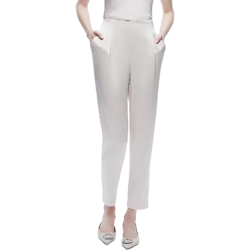 Alice and Olivia Womens Slim Zipper Straight Leg Pants Trendy Wide-Leg Pants
