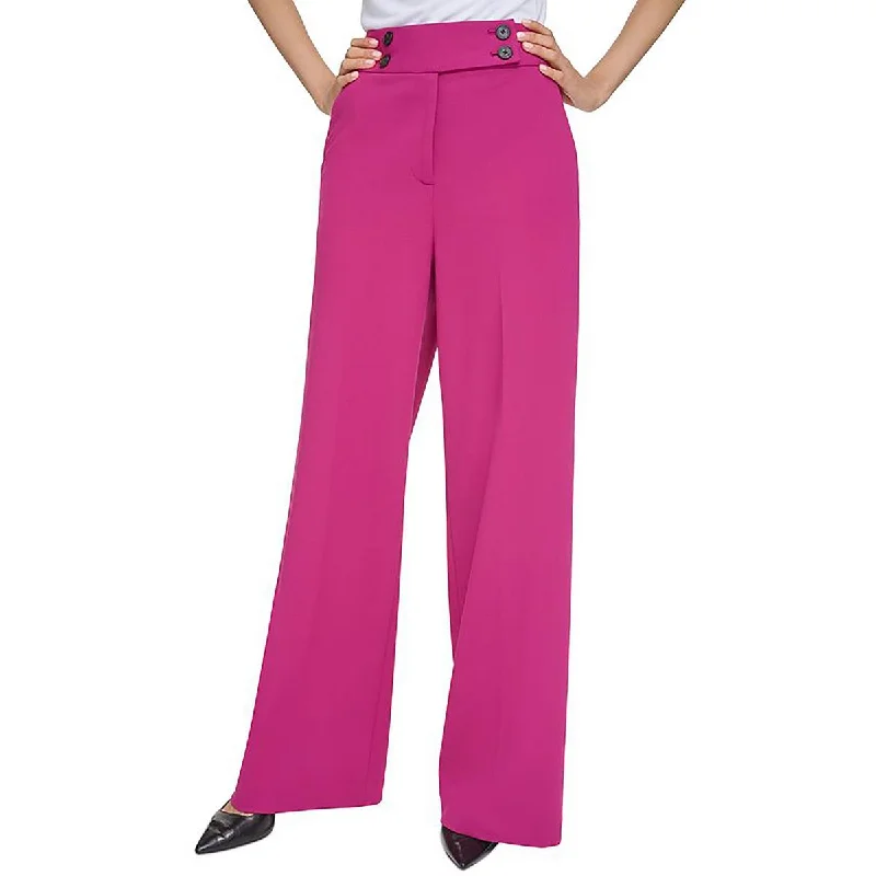 Calvin Klein Womens Petites High Rise Work Wear Wide Leg Pants Classic Chino Pants
