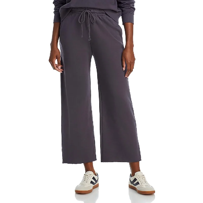 Velvet Womens Cotton Drawstring Hem Wide Leg Pants Lightweight Jogger Pants