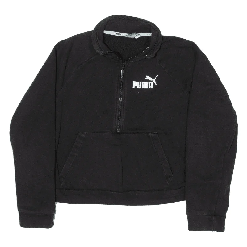 PUMA Cropped Womens Sweatshirt Black High Neck L Hoodie with Embroidery Detailed Premium PUMA Cropped Womens Sweatshirt Black High Neck L Hoodie with Embroidery Detailed Premium