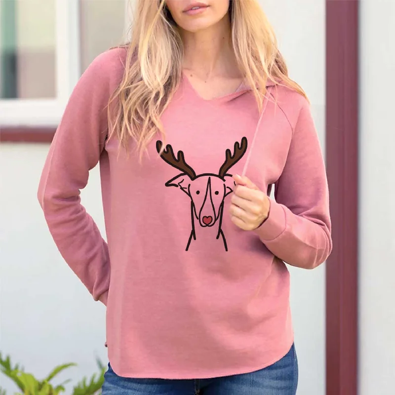 Red Nose Greyhound - Cali Wave Hooded Sweatshirt Hoodie with Hem Applique Textured Unique Red Nose Greyhound - Cali Wave Hooded Sweatshirt Hoodie with Hem Applique Textured Unique