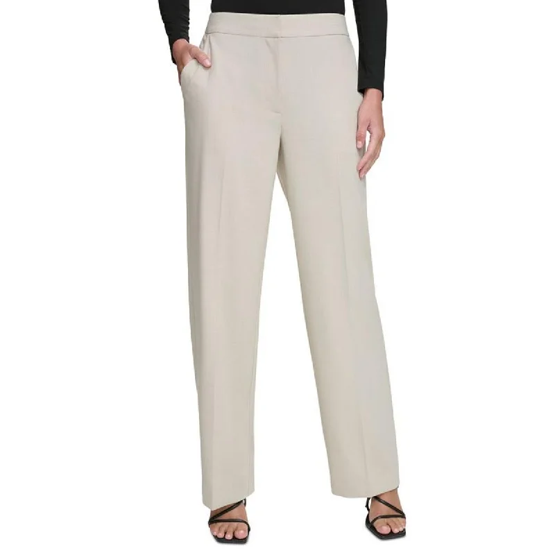 DKNY Womens Petites High Waisted Wide Leg High-Waisted Pants Slim Fit Casual Pants