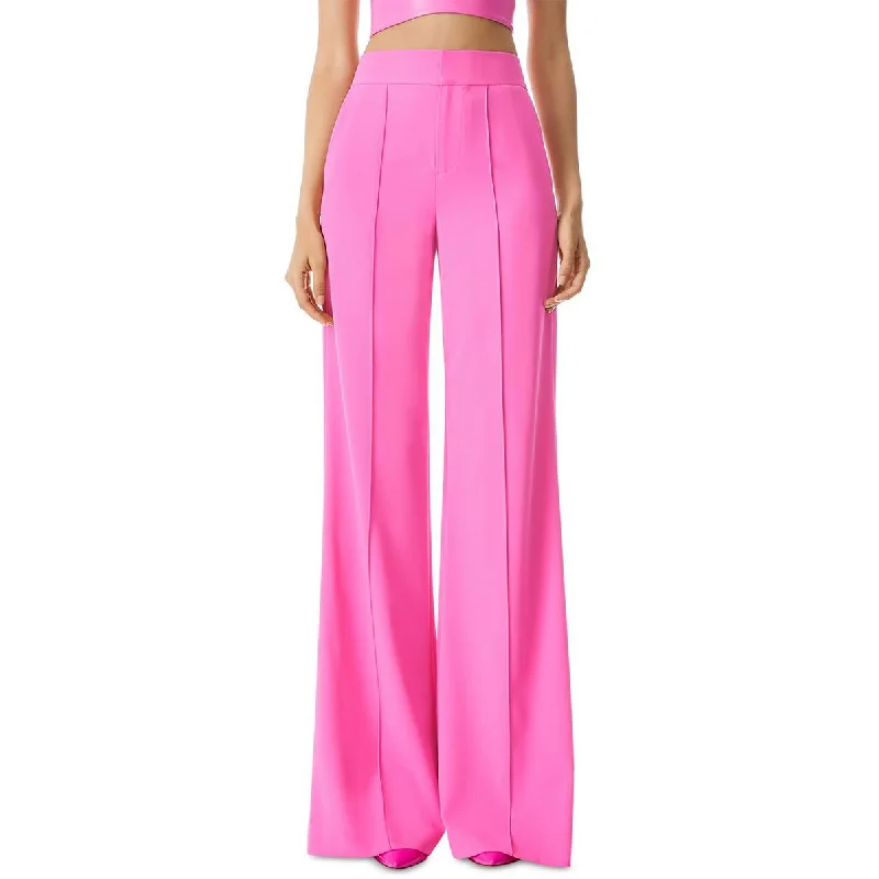 Alice and Olivia Womens Dylan Pleated High Waist Wide Leg Pants Comfy Athletic Pants