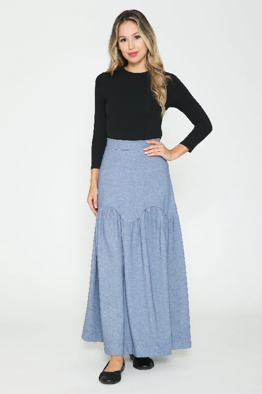 Ivee Scalloped Tier Midi Skirt cashmere skirt fine
