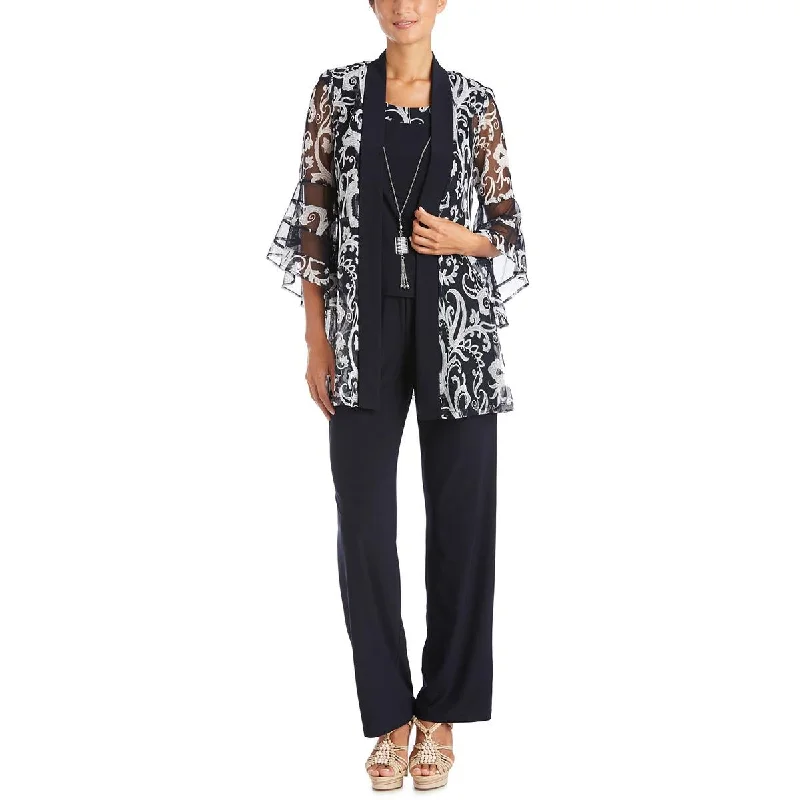 R&M Richards Womens Knit Pull On Dress Pants Fashionable Button-Up Pants
