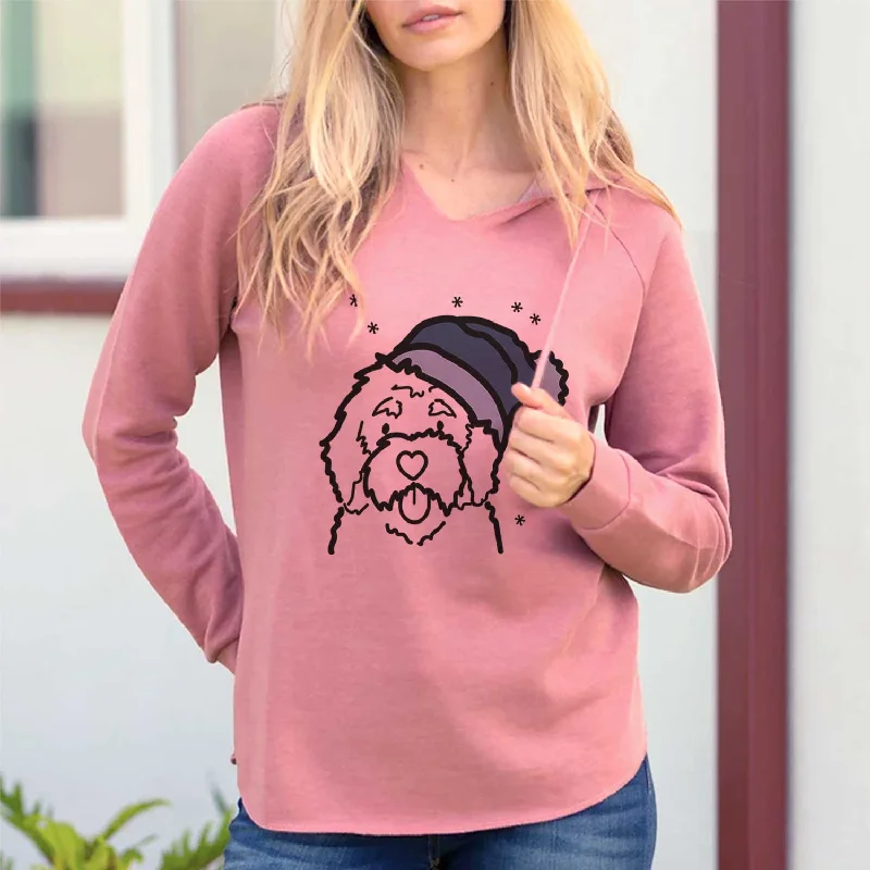 Frosty Bernedoodle - Cali Wave Hooded Sweatshirt Hoodie with Thumb Holes Functional Cozy Frosty Bernedoodle - Cali Wave Hooded Sweatshirt Hoodie with Thumb Holes Functional Cozy
