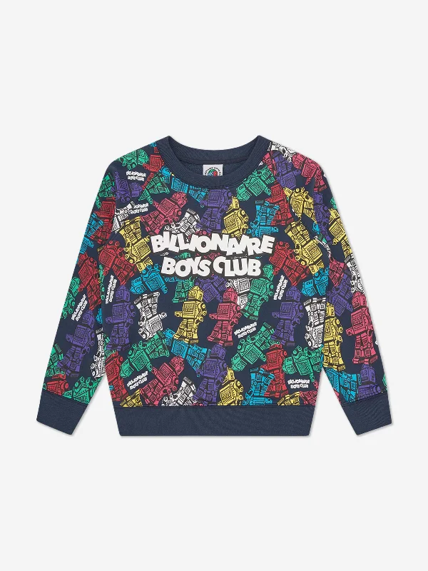 Billionaire Boys Club Kids Robot Sweatshirt in Multicolour Hoodie with Contrast Stitching Detailed Premium Billionaire Boys Club Kids Robot Sweatshirt in Multicolour Hoodie with Contrast Stitching Detailed Premium